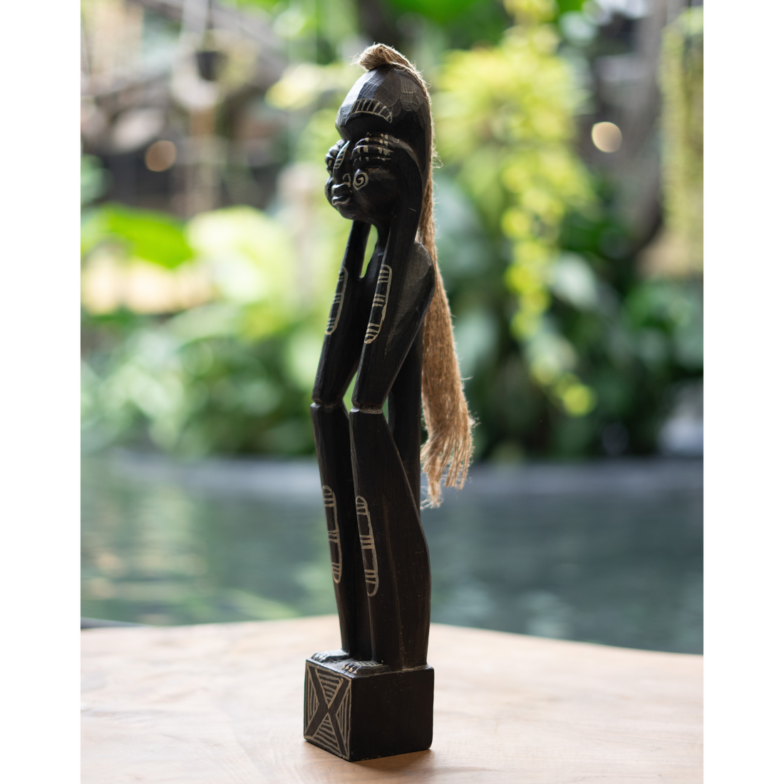 Wooden Primitive Statue (Black) Set of 3