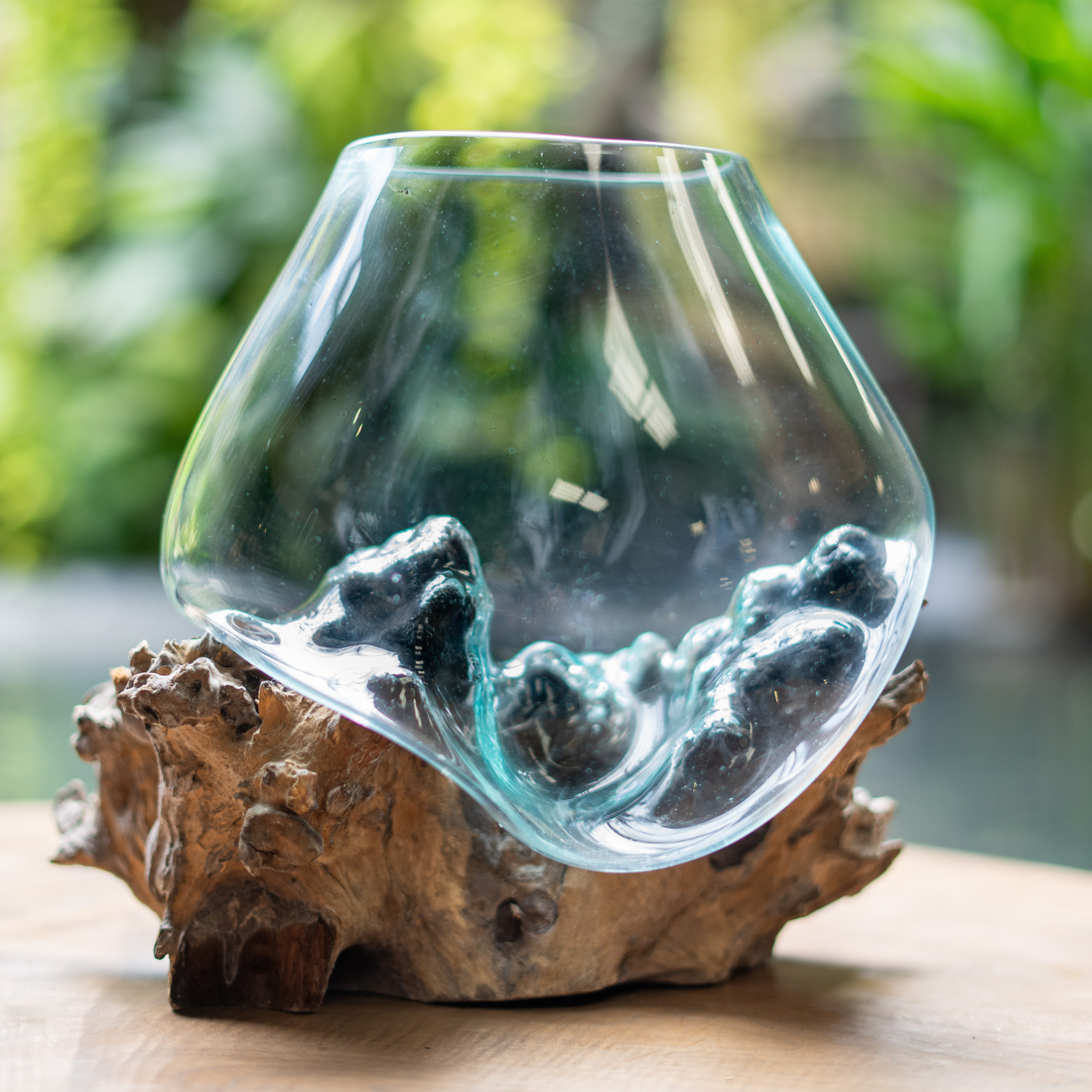 Glass Bowl with Wooden Base (Style 1)