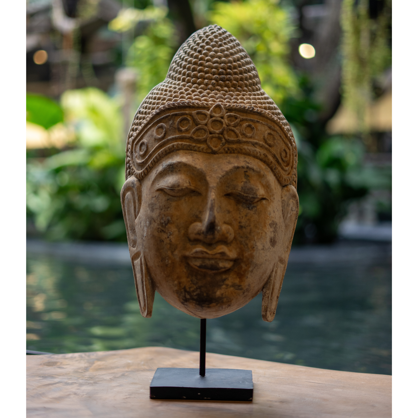 Wooden Carved Buddha Head