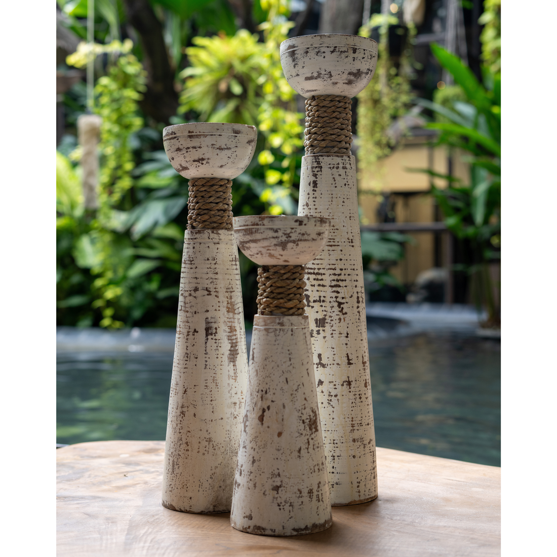 Distressed Candle Stands (Set of 3)