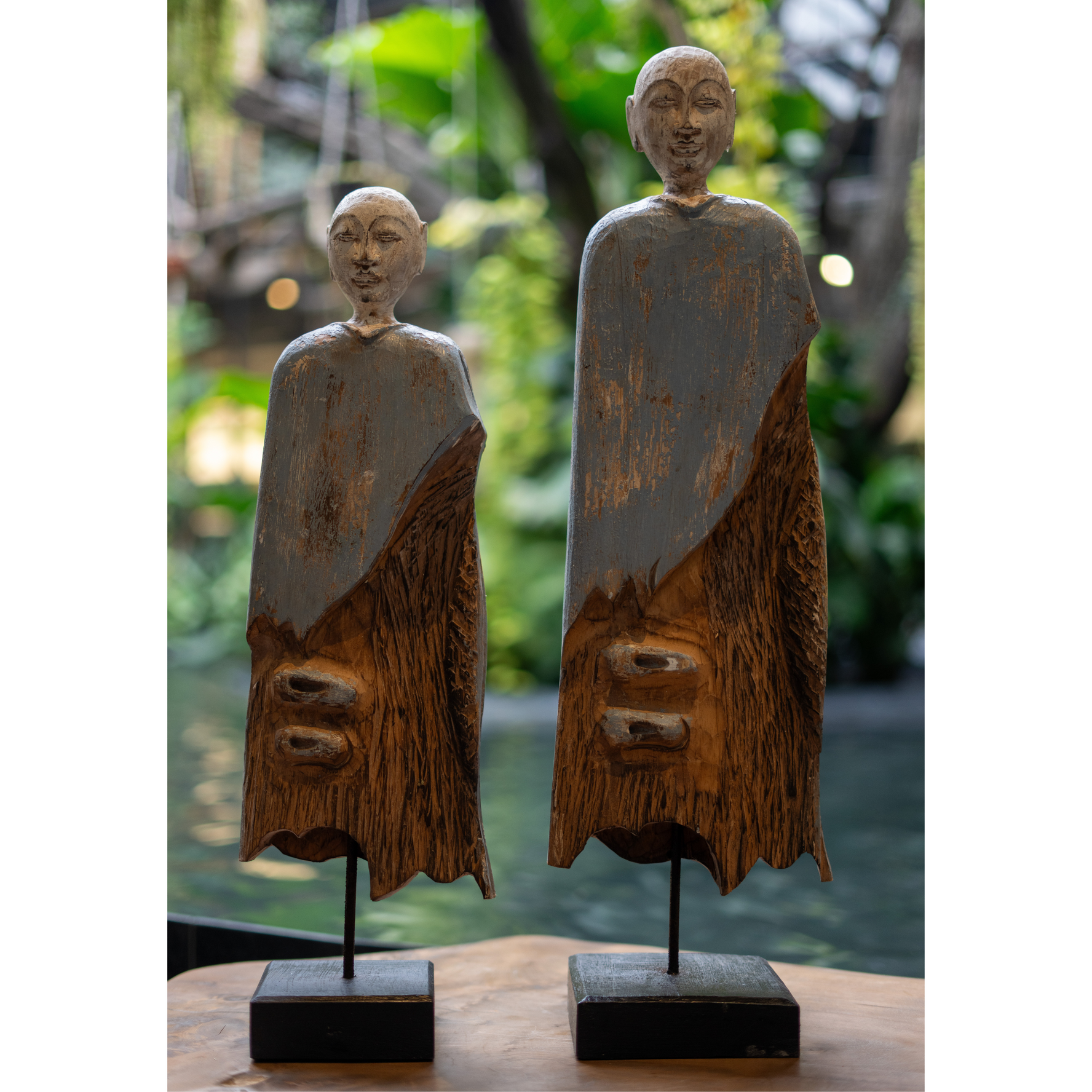 Distressed Standing Monk Statues (Set of 2)