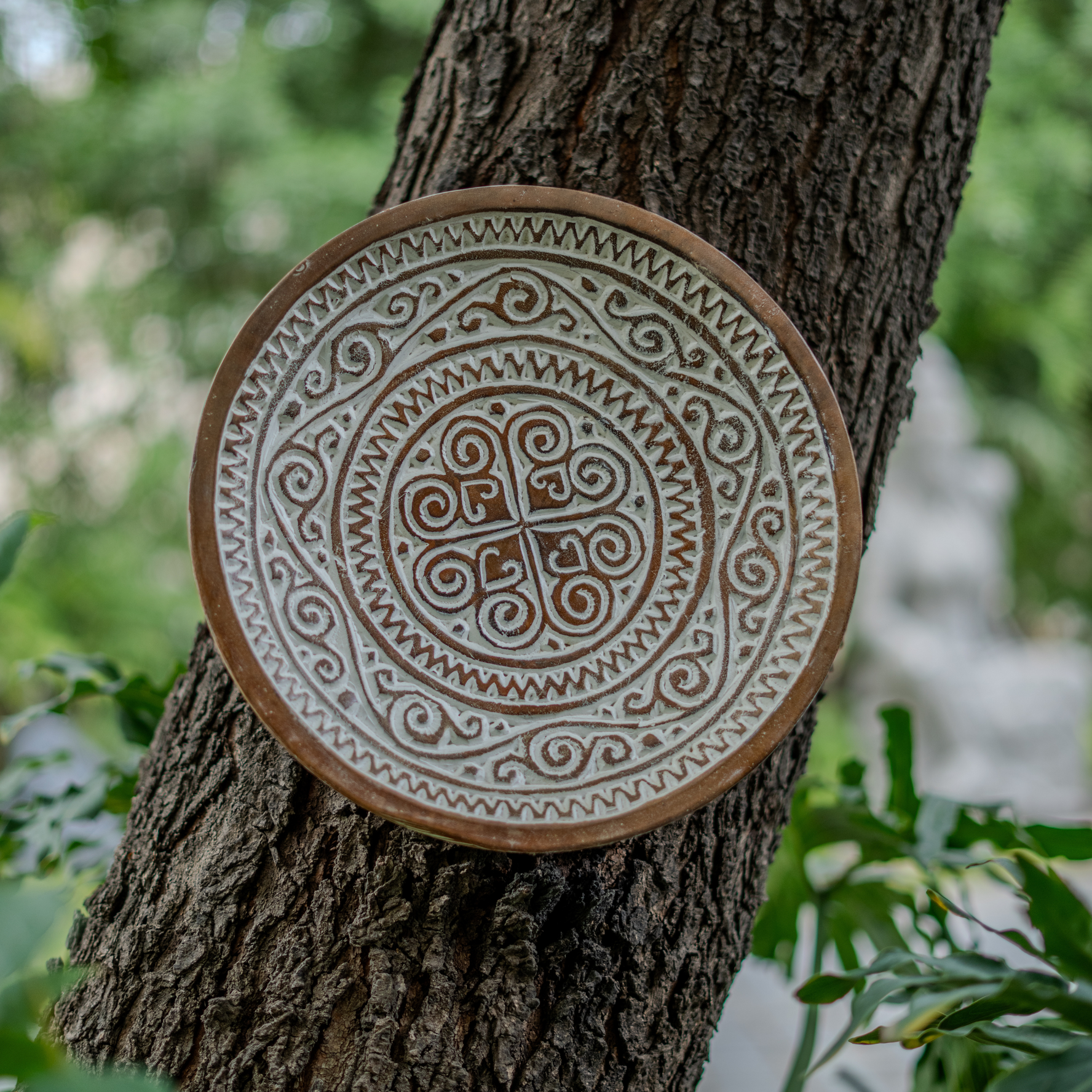 Carved Tribal Teak Wooden Plate