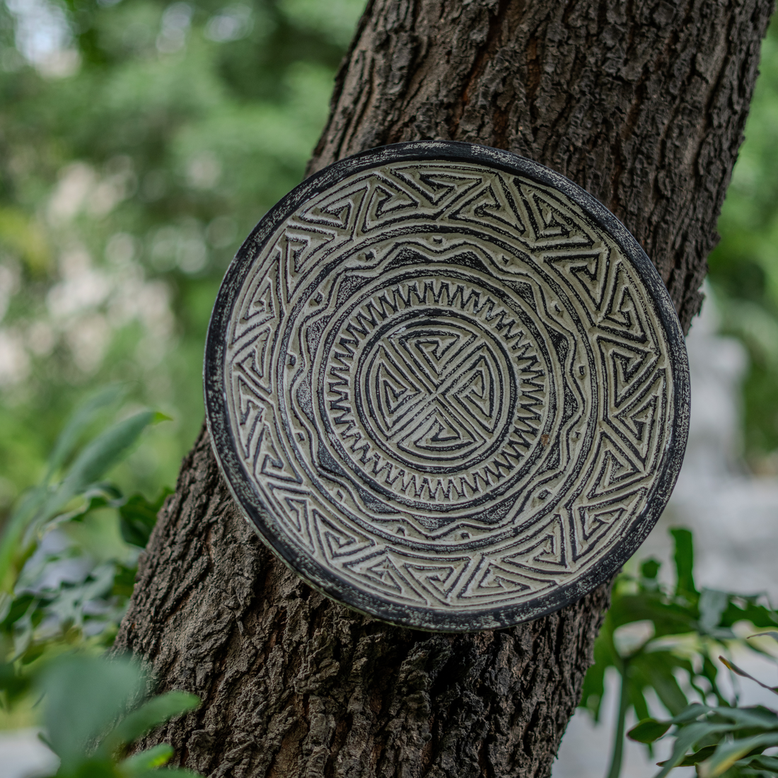 Carved Tribal Teak Wooden Plate