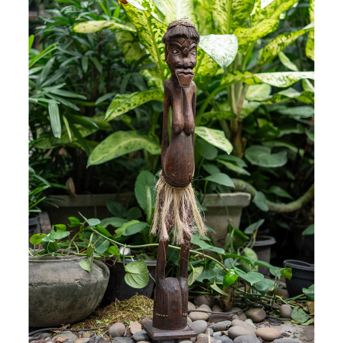 African Tribal Couple with Palm Fiber Hair