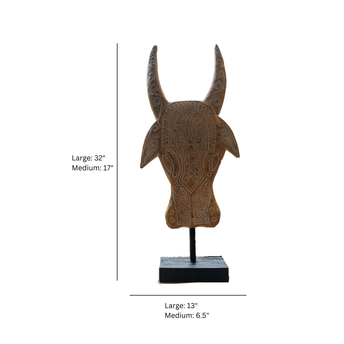 Carved Bull Head on Stand