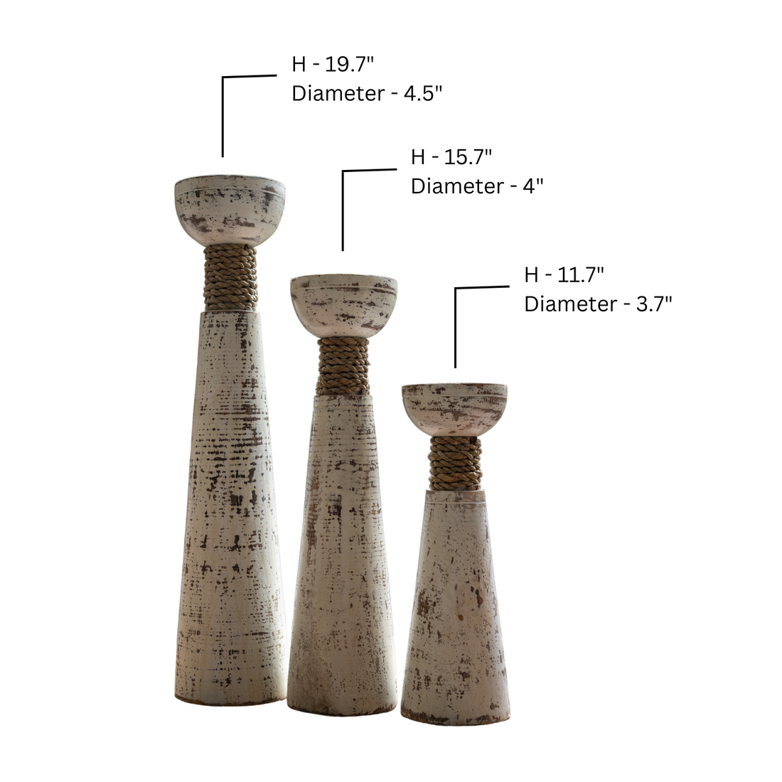 Distressed Candle Stands (Set of 3)