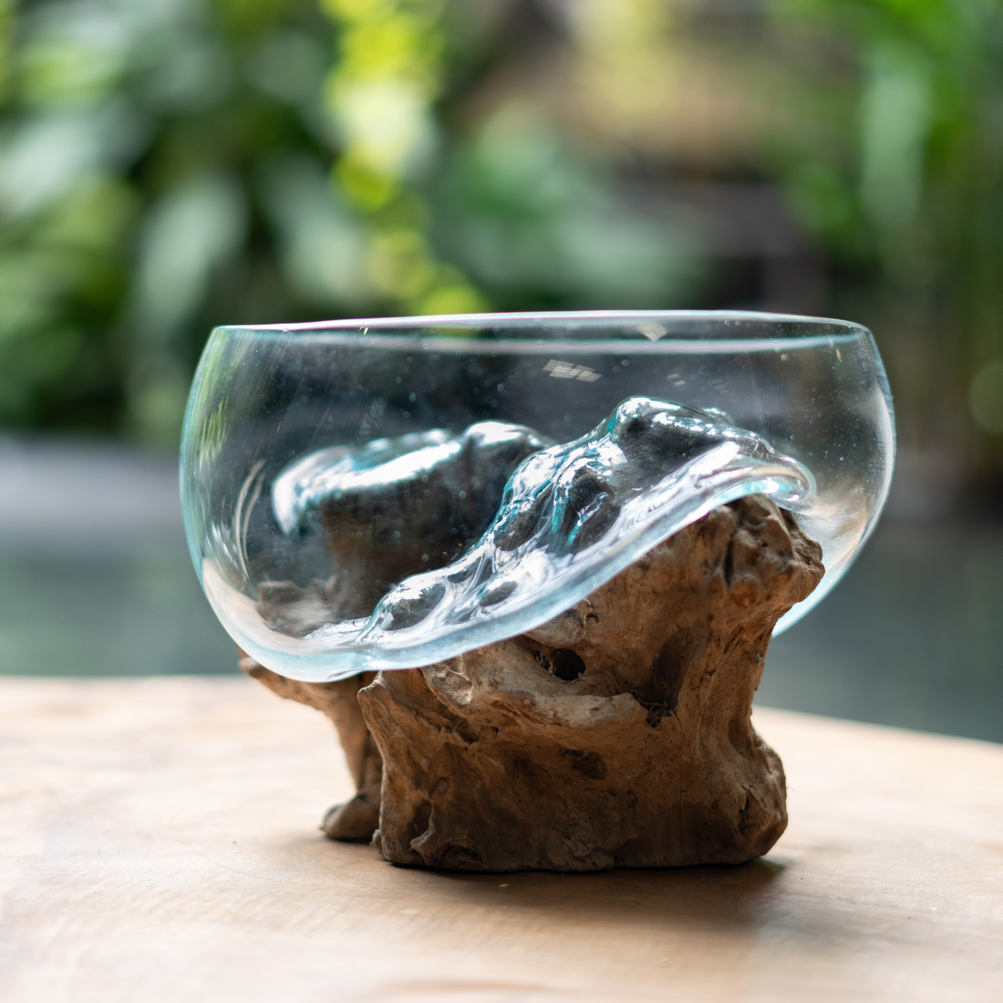 Glass Bowl with Wooden Base (Style 2)