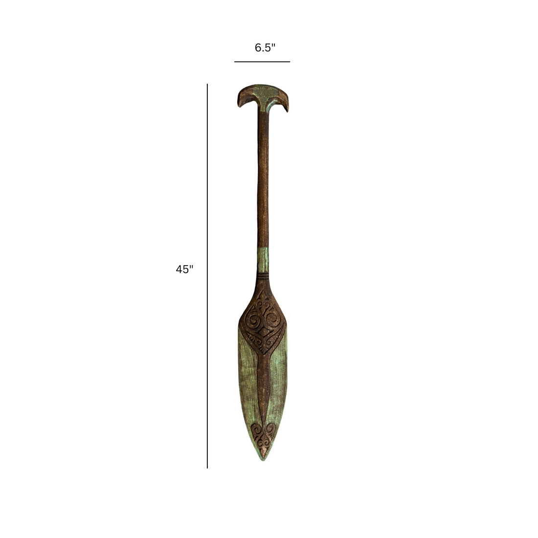 Carved Wooden Paddle - Green