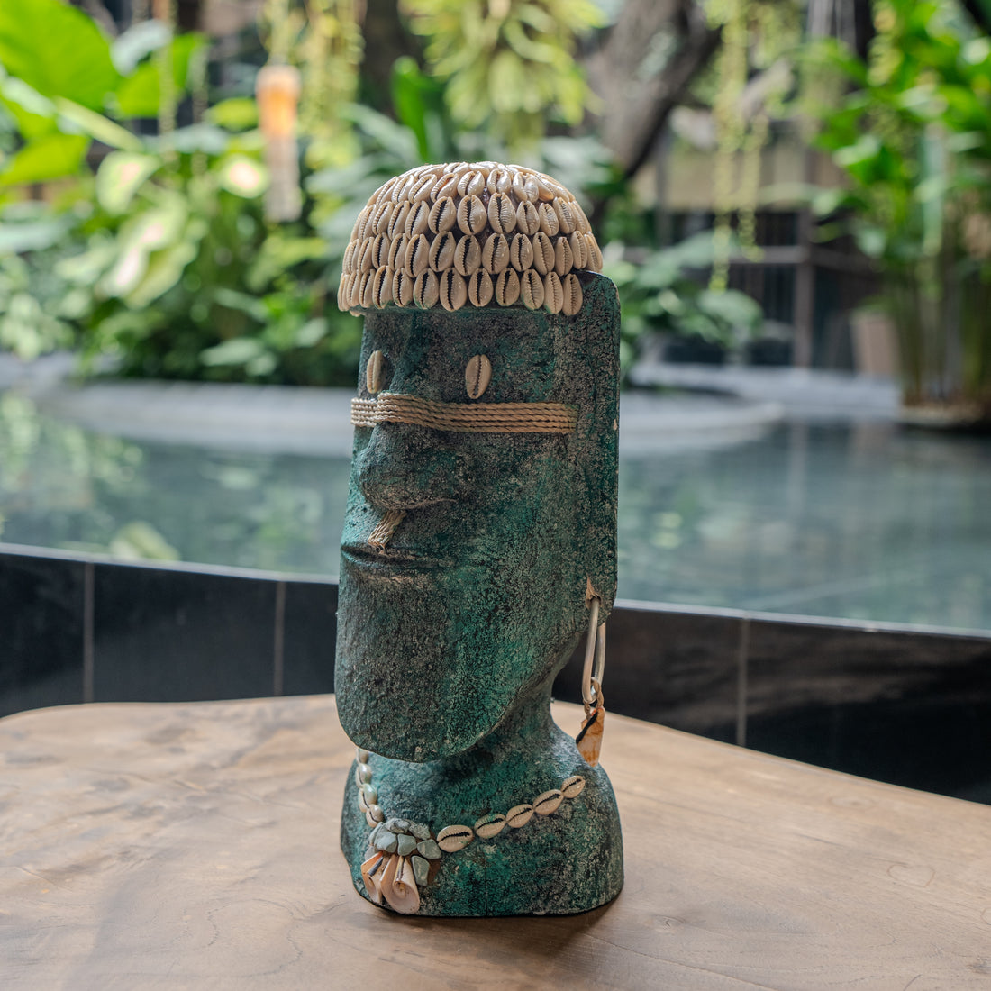 Tiki Face Statue with Shells