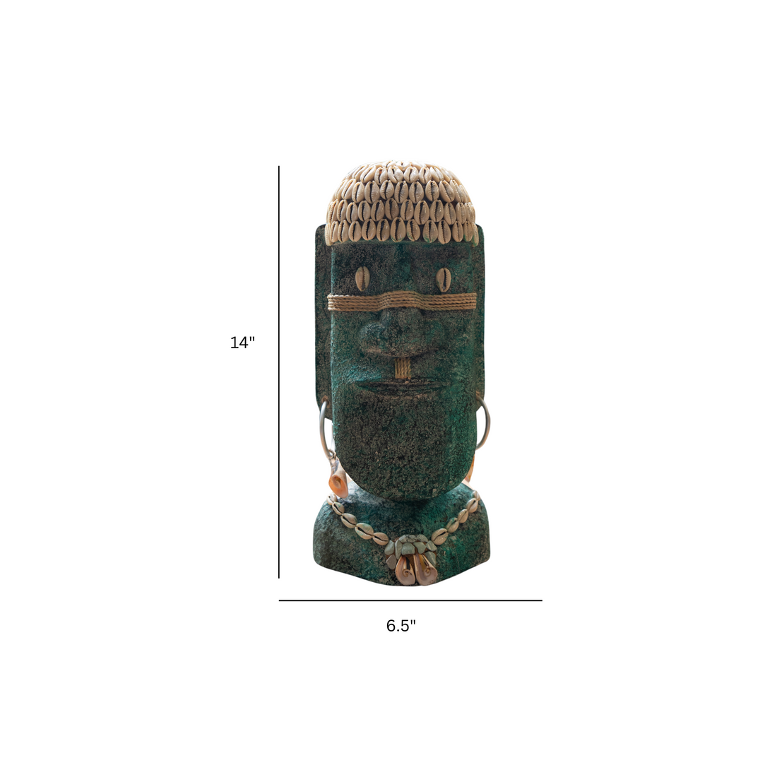 Tiki Face Statue with Shells